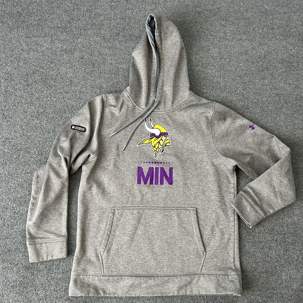 Minnesota Vikings Hoodie Mens Large Gray NFL Combine Under Armour Sweatshirt - Picture 4 of 11